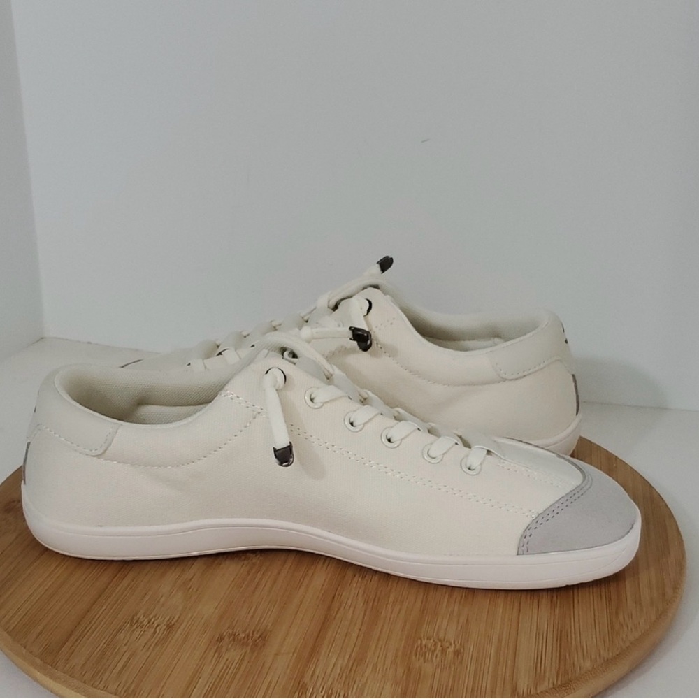 Hobibear Barefoot Minimalist Wide Toe Box Canvas Slip-On Sneakers Cream Unisex - Picture 5 of 8